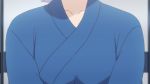 10s 1girl animated animated_gif breasts cleavage close-up japanese_clothes kimono medium_breasts oboro_(yuragisou_no_yuuna-san) screencap short_hair silver_hair solo undressing yuragisou_no_yuuna-san 