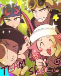  2boys 2girls blue_hair creatures_(company) game_freak guzma_(pokemon) multiple_boys multiple_girls nintendo pink_hair plumeri_(pokemon) pokemon pokemon_(game) pokemon_sm punk_girl_(pokemon) punk_guy_(pokemon) ssalbulre team_skull 