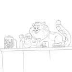  &lt;3 2018 animated anthro belly benjamin_clawhauser big_belly burping cheetah cup desk disney doughnut eggo21 felid feline food hyper hyper_belly jar mammal microphone monochrome navel overweight zootopia 
