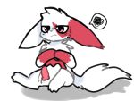  3_toes animal_genitalia erection first-last_(artist) fluffy genitals grumpy long_tail looking_at_viewer male nintendo paws penis pok&eacute;mon pok&eacute;mon_(species) simple_background toes video_games zangoose 