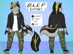  barefoot big_tail black_fur black_nose blep_(husky) blonde_hair canid canine canis cargo_pants clothed clothing domestic_dog elaborate_markings fluffy fluffy_tail fur hair hi_res hoodie humanoid_hands husky jacket jorgypunk male mammal markings maroon_fur model_sheet multicolored_fur muzzle_(disambiguation) pants paws shirt simple_clothing t-shirt teeth two_tone_fur yellow_eyes yellow_markings 