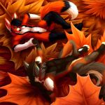  2018 4_toes abs anthro anthro_on_anthro athletic autumn biceps biped black_fur black_hair black_nose brown_fur canid canine canis cheek_tuft chibity countershading digital_media_(artwork) digitigrade dipstick_tail domestic_dog duo featureless_crotch fox fray_the_fox fur german_shepherd gloves_(marking) green_eyes grey_fur hair hand_behind_head hand_holding hi_res leaf looking_at_another looking_at_partner lying male male/male mammal markings micro multicolored_fur multicolored_tail muzzle_(marking) on_back orange_fur pecs rainbow_fur red_fox reverse_countershading ritter_(krazykit) shadow signature smile socks_(marking) toeless_(marking) toes tuft white_countershading white_fur 