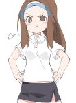  1girl brown_eyes brown_hair high_ponytail ixy long_hair looking_at_viewer minamine_(ueno-san_wa_bukiyou) panties short_sleeves solo sportswear tennis_uniform ueno-san_wa_bukiyou underwear 