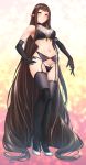  bra cameltoe cleavage erect_nipples fate/grand_order garter_belt heels pantsu pointy_ears semiramis_(fate) stockings thighhighs zucchini 