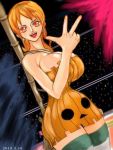  1girl breasts cleavage gmotida huge_breasts large_breasts long_hair nami_(one_piece) one_piece orange_hair smile 