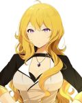  1girl blonde_hair breasts cleavage hair jewelry large_breasts long necklace rwby violet_eyes yang_xiao_long 