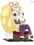  anthro big_breasts breasts clothing curvaceous digimon digimon_(species) duo female footwear hi_res high_heels huge_breasts inverted_nipples legwear makeup nipples platform_footwear platform_heels pussy renamon rohan_scribe shoes sitting standing thick_thighs thigh_highs wide_hips 