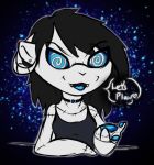  2019 animate_inanimate anthro breasts chimera choker clothed clothing culixcupric culixcupric_(sheep) digital_drawing_(artwork) digital_media_(artwork) doll english_text fangs female ghost glowing glowing_eyes horn hybrid hypnosis living_toy looking_at_viewer lutrine mammal mind_control mustelid open_mouth plushie possession short_stack simple_background smile solo spiral_eyes spirit teeth text tongue 