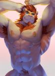  2019 anthro biceps bozi digital_media_(artwork) facial_hair felid fur hi_res male mammal muscular muscular_male nipples pecs solo 