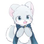  blue_eyes blush chano chano_(character) chinchilla cloak clothing cub digital_media_(artwork) fur grey_fur grey_tail looking_at_viewer mammal multicolored_fur open_mouth paws rodent smile standing whiskers white_fur young 