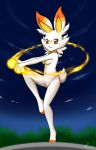  aurawing breasts cloud female fire fireball fur hair lagomorph long_ears mammal navel nintendo nude orange_eyes pok&eacute;mon pussy short_hair short_tail sky small_breasts solo video_games white_fur 