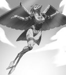  alanscampos android avian female half-closed_eyes hi_res machine monochrome philomela_smithwrought robot skyscape solo wings 