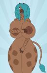  big_breasts breasts female foxtid888_(artist) giraffe giraffid green_hair hair huge_breasts looking_at_viewer mammal mature_female mother nipples nude parent shocked simple_background solo thick_thighs wide_hips 