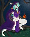  clothed clothing fantasy female fire forest hair hi_res light macropod mammal marsupial miss_rain raine_kirijo robe serious skimpy story story_in_description tree 