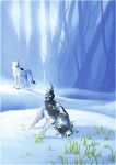  2019 ambiguous_gender black_fur canid canine canis day detailed_background digital_media_(artwork) duo feral forest fur grey_fur mammal oneminutesketch outside snow tree white_fur wolf 