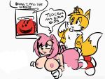  all_fours amy_rose big_breasts big_butt breasts butt doggystyle female from_behind_position kool_aid_man male miles_prower sex sonic_(series) spaghettiwarrior text 