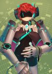  1girl amputee capelet cyborg detached_arms expressionless extra_arms female highres mitake_eiru original prosthesis robot_ears short_hair_with_long_locks solo visor 