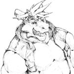  anthro clothed clothing dragon dust_yang hair headband hi_res horn male morenatsu pecs scalie solo tatsuki_(morenatsu) 