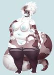  2018 5_toes anthro areola belly big_breasts biped blue_nipples blue_sclera breasts brown_hair choker clothing crookedtrees deep_navel digital_media_(artwork) eyewear female freckles full_body fupa glasses hair half-closed_eyes hi_res high_socks legwear looking_at_viewer mature_female monochrome multicolored_hair nails navel nipples nude obese overweight overweight_female piercing pussy python reptile scalie snake solo standing thick_thighs thigh_highs toes two_tone_hair voluptuous white_hair white_skin wide_hips 