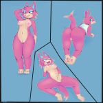  2019 animal_crossing anthro big_butt boiful breasts butt canid canine canis digital_media_(artwork) domestic_dog female freya_(animal_crossing) fur hi_res mammal masturbation nintendo nipples pink_fur pussy simple_background smile solo video_games wolf yellow_sclera 