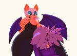  anthro big_breasts blaze_the_cat blue_eyes bodysuit breasts chiropteran clothing digital_media_(artwork) domestic_cat duo eyelashes eyeshadow felid feline felis feliscede female forehead_gem hair half-closed_eyes hi_res holding_breast low-angle_view makeup mammal membranous_wings open_mouth purple_hair rouge_the_bat skinsuit sonic_(series) tight_clothing tongue tongue_out white_hair wings 