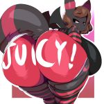  2019 anthro arm_warmers armwear bent_over big_breasts big_butt black_fur black_nose blush breasts brown_hair butt clothed clothing cosmic_umbreon digital_media_(artwork) eeveelution fan_character female fur hair hi_res huge_breasts huge_butt hyper hyper_breasts hyper_butt legwear long_tail looking_at_viewer looking_back markings nintendo pok&eacute;mon pok&eacute;mon_(species) presenting presenting_hindquarters simple_background smile solo stockings thick_thighs thigh_highs trinity-fate62 umbreon video_games wide_hips wings 