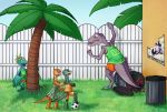  absurd_res clothing dinosaur don_bluth football_(disambiguation) guido hi_res hyp ichy lizzie palm_tree reptile scalie shorts skitter soccer sport the_land_before_time topazice tree uniform 