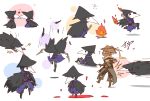  artist_request bloodborne burning chibi eileen_the_crow fire hood hunter_(bloodborne) mask motion_lines plague_doctor_mask tagme 