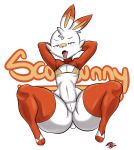  2019 anthro bottomless clothed clothing female hi_res nintendo pok&eacute;mon pok&eacute;mon_(species) pussy scorbunny solo thecon thick_thighs tongue tongue_out video_games 