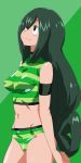  10s 1girl asui_tsuyu bikini black_eyes blush boku_no_hero_academia breasts frog_girl green_hair hair_rings long_hair low-tied_long_hair ontaros smile solo swimsuit thighs 