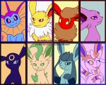  2019 ambiguous_gender blush eeveelution espeon female feral flareon glaceon greenlinzerd headshot jolteon leafeon looking_at_viewer looking_away male nintendo pok&eacute;mon pok&eacute;mon_(species) portrait restricted_palette signature sylveon tongue tongue_out umbreon vaporeon video_games 