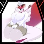  2019 anthro artesjsc artist;artesjsc big_breasts big_butt big_tail breasts butt clothing digital_media_(artwork) embarrassed female legendary_pok&eacute;mon nintendo palkia pok&eacute;mon pok&eacute;mon_(species) red_eyes solo thick_thighs video_games 