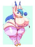  2018 absurd_res anthro arm_warmers armwear big_breasts big_butt blue_eyes blue_hair blush breasts butt clothed clothing dancing digital_drawing_(artwork) digital_media_(artwork) erakir female final_fantasy fur hair hi_res huge_breasts huge_butt inviting leaning legwear long_ears looking_at_viewer mammal moogle pole pole_dancing presenting scarf simple_background smile solo square_enix standing stockings stripper stripper_pole thick_thighs thigh_highs trinity-fate62 video_games white_fur wide_hips wings 