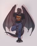  2019 4_toes anthro clothed clothing detailed_background digital_media_(artwork) dragon furlana hi_res horn male membranous_wings scalie solo standing toes western_dragon wings 