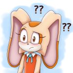  2019 ? anthro blush brown_eyes clothed clothing colored confusion cream_the_rabbit digital_media_(artwork) es74 eyelashes female fur hair hi_res lagomorph mammal meme orange_fur rabbit simple_background solo sonic_(series) tan_fur video_games 