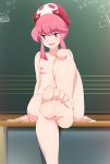  1girl absurdres ass barefoot blue-senpai breasts feet female foot_fetish highres incredibly_absurdres jakuzure_nonon kill_la_kill leg_up nipples nude pink_eyes pink_hair pov pov_feet short_hair sitting small_breasts smile soles solo solo_female table tagme teeth toes tongue wide_hips 