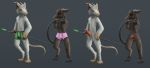  2019 anthro balls bedethingy bulge claws cum digital_media_(artwork) digitigrade erection fur grey_fur horn male male/male mammal nude penis rat rodent seer simple_background skaven standing toes white_fur 