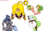 alien animal_crossing ankha_(animal_crossing) anthro anus armor balls bent_over big_balls big_penis black_nose breasts butt chelodoy clothed clothing dark_skin domestic_cat english_text erect_nipples felid feline felis female front_view fur green_hair grey_nipples grey_skin hair halo_(series) hi_res huge_penis humanoid_penis jewelry legendary_pok&eacute;mon long_hair long_tail looking_at_viewer makeup male mammal markings mascara meloetta meloetta_(aria_form) multicolored_fur nintendo nipples noseless orange_eyes orange_nipples pale_skin penis pink_anus pink_pussy pok&eacute;mon pok&eacute;mon_(species) presenting presenting_anus presenting_hindquarters presenting_penis presenting_pussy pseudo_clothing purple_eyes purple_fur pussy rear_view scalie simple_background smile snivy socks_(marking) striped_tail stripes text two_tone_fur video_games white_background white_pupils wrappings yellow_fur 