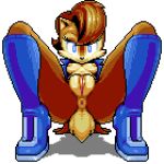  anus archie_comics boots breasts brown_fur eyelashes female front_view hotred is_(artist) looking_at_viewer nipples pixel_art pussy sally_acorn sega sonic_(series) tail tail_tuft 