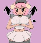  big_breasts black_sclera breasts clothed clothing doughroom female hi_res horn humanoid legwear maid_uniform not_furry smile solo spade_tail succubus uniform 