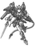  1girl graphite_(medium) gundam gundam_epyon gundam_wing headgear holding holding_sword holding_weapon mecha_musume mechanical_pencil pencil solo sword tanimeso thighhighs traditional_media weapon whip 