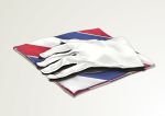  black_gloves close-up flag french_flag gloves gloves_removed highres kantai_collection multicolored multicolored_clothes multicolored_gloves no_humans richelieu_(kantai_collection) simple_background white_background white_gloves yakuto007 