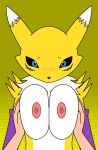  ambiguous_gender anthro blush breast_grab breasts darkshadow digimon digimon_(species) female female/ambiguous hand_on_breast hi_res nipples nude renamon 