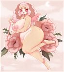  anklet areola big_breasts blush breasts canid canine canis collar countershade_feet domestic_dog female flower hi_res huge_breasts inverted_nipples jewelry leash looking_at_viewer mammal navel nipples peony_(flower) pink_theme plant sinfulwhispers15 slightly_chubby solo solo_focus thick_thighs voluptuous wide_hips 