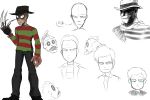 2019 absurd_res claws clothed clothing digital_media_(artwork) freddy_krueger hat hi_res human human_only looking_at_viewer male mammal nightmare_on_elm_street not_furry simple_background smile text weapon white_background wkeeble12 