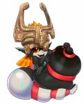  2018 areola arm_markings big_breasts big_butt breasts butt female fused_shadow hair huge_breasts humanoid hyper hyper_breasts imp looking_at_viewer markings matospectoru midna nintendo nipples orange_hair pointy_ears red_eyes simple_background solo the_legend_of_zelda twili twilight_princess video_games white_background wrapping 