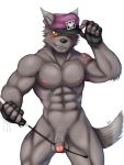  abs canid canine canis clothing domestic_dog flaccid foreskin gloves grin hat hi_res humanoid_penis ipangherefun male mammal muscular muscular_male nipples nude pecs penis riding_crop smile solo tadatomo tokyo_afterschool_summoners video_games whip 