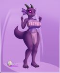  2019 3_toes 4_fingers absurd_res anthro big_breasts breasts claws clothing crossgender digital_media_(artwork) eyelashes female frill hi_res horn huge_breasts kobold liquid loincloth non-mammal_breasts plūm_rhazin potion purple_eyes r-rova reptile scalie simple_background solo thick_thighs toe_claws toes transformation under_boob wide_hips 