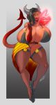  big_breasts bikini breasts clothing curvaceous demon female horn huge_breasts humanoid hyper hyper_breasts legwear lipstick makeup nipple_outline rumpaf_(artist) solo stockings swimsuit thick-thighs thick_lips underwear 