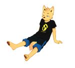  anthro canid canine canis clothed clothing cub domestic_dog eyewear feet fffffolder full_body glasses looking_at_viewer male mammal plantigrade shirt shorts simple_background smile t-shirt white_background young 